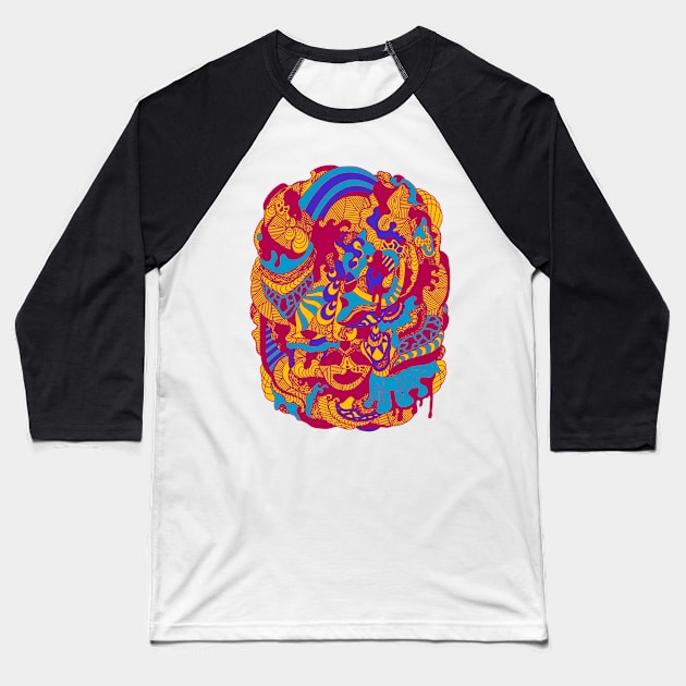 Triad Abstract Wave of Thoughts No 2 Baseball T-Shirt by kenallouis